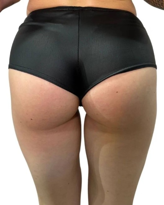 mini short en wetlook noir, Paradise Boutik, dos