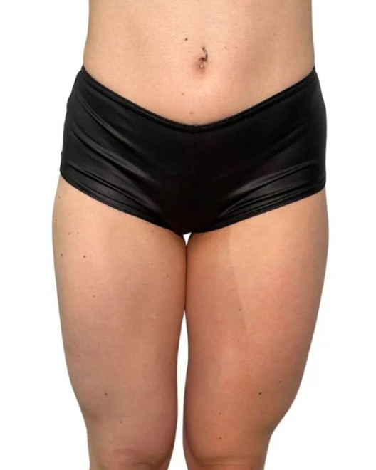 mini short en wetlook noir, Paradise Boutik, face