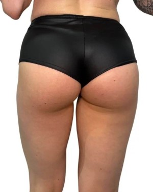 mini short en wetlook noir, Paradise Boutik, vue de dos