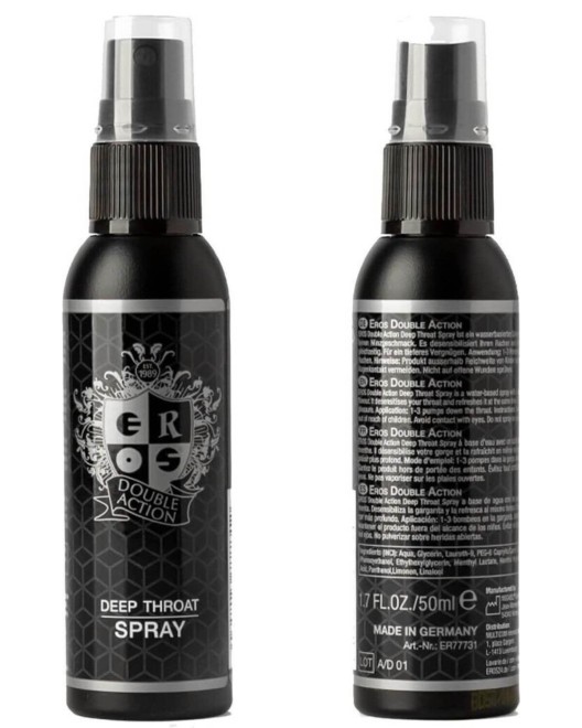 spray pour sexe oral double action, Eros, flacon devant derrière