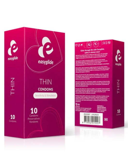 préservatifs ultra-fins EasyGlide, boîte de 10, devant et derrière