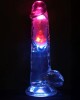 gode vibrant testicules à LED, RealRock, 20cm, REA207, allumé dans le noir