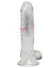 gode vibrant testicules à LED, transparent, 15 cm, RealRock, dildo de profil