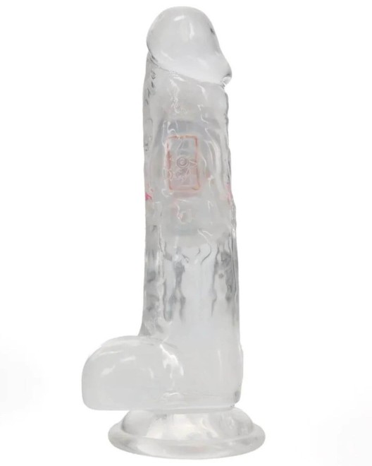 gode vibrant testicules à LED, 18 cm, REA205, RealRock, dildo de profil