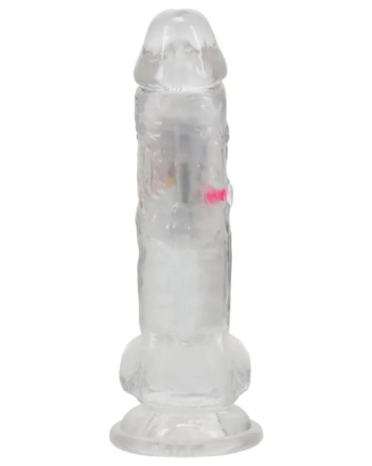 gode vibrant testicules à LED, 18 cm, REA205, RealRock, dildo de face