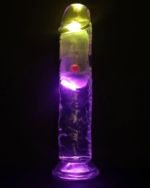 gode vibrant à LED, 18 cm, REA204, RealRock, brillant dans le noir