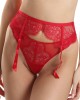 porte-jarretelles en dentelle rouge Vogue, Jolidon Clandestine, zoom devant