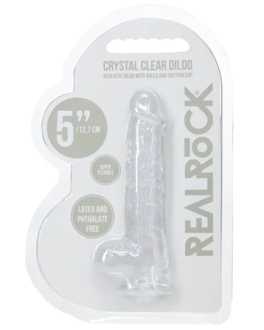 gode ventouse transparent, crystal, 12,7cm, RealRock, boîte