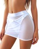 ensemble jupe mini et string transparents, blanc, devant
