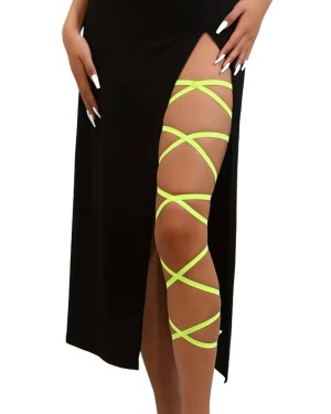 cuissarde élastique sexy, jaune, jambes de face