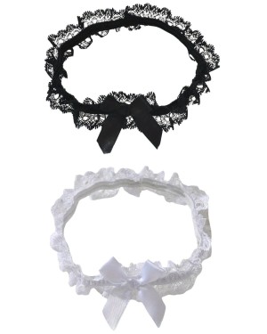 jarretière en dentelle, noire et blanche