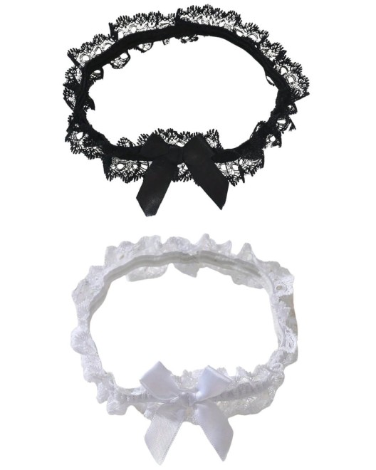 jarretière en dentelle, noire et blanche