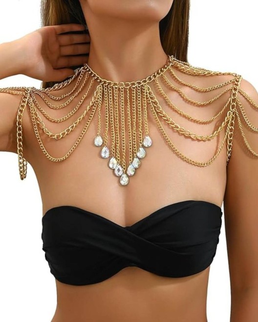 bijou d'épaules doré, Paradise Boutik, zoom sur décolleté