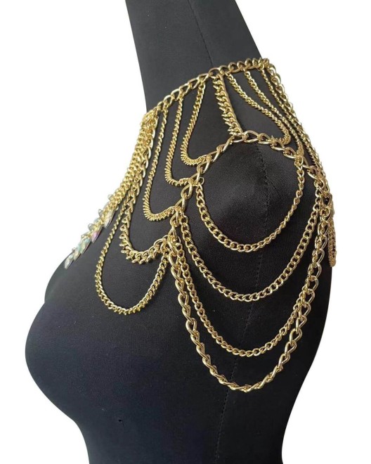 bijou d'épaules doré, Paradise Boutik, sur mannequin, de profil