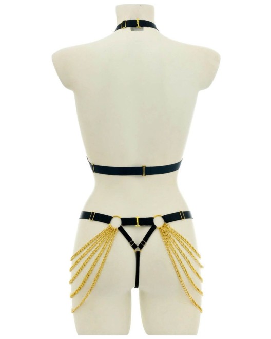 ensemble de lingerie harnais bijoux, Paradise Boutik, sur mannequin, vue de dos