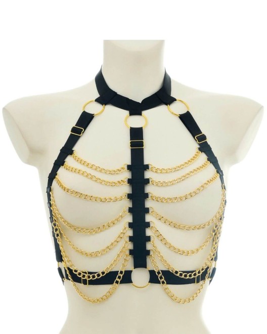 ensemble de lingerie harnais bijoux, Paradise Boutik, zoom sur haut