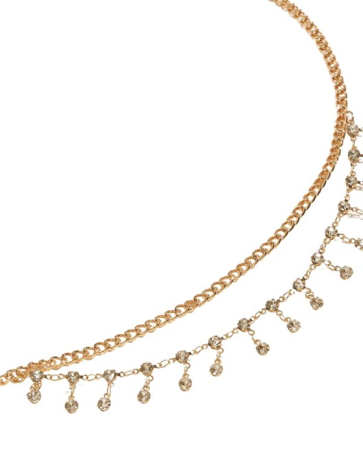 chaîne de taille à strass, dorée, zoom
