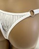 string échancré ajustable, blanc et argent, Paradise Boutik, zoom sur anneaux