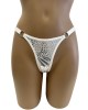 string échancré ajustable, blanc et argent, Paradise Boutik, zoom de face