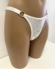string échancré ajustable, blanc et argent, Paradise Boutik, profil