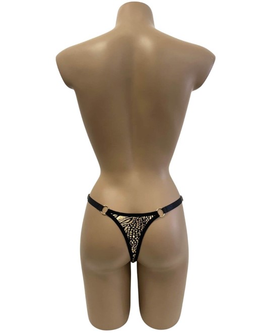 string échancré ajustable, noir et or, Paradise Boutik, vue de dos