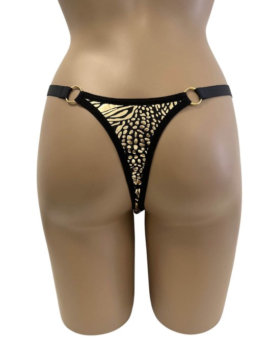 string échancré ajustable, noir et or, Paradise Boutik, zoom de dos