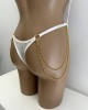 body string échancré, blanc et argent, Paradise Boutik, zoom sur chaînes
