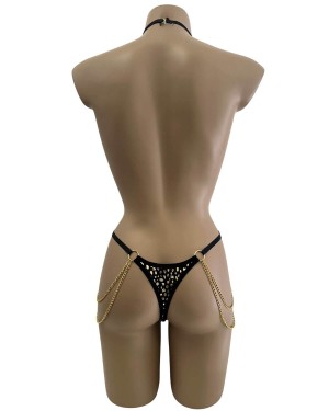 body string échancré, noir et doré, Paradise Boutik, vue de dos