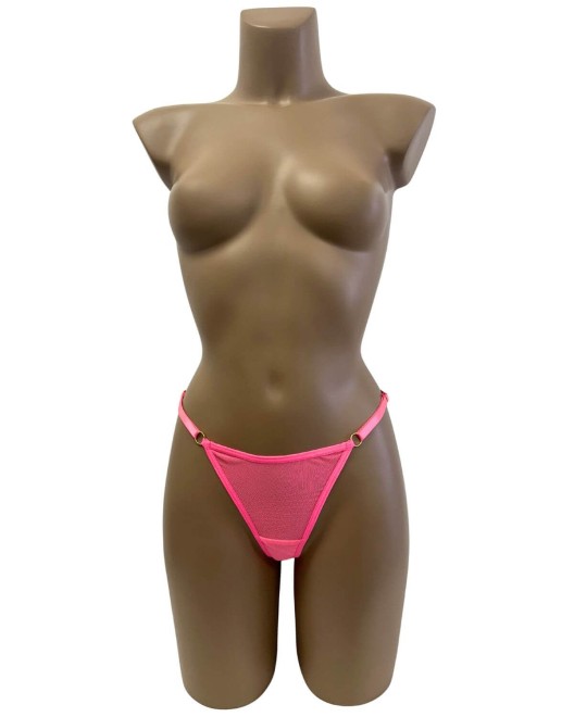 string ficelle transparent, rose, Paradise Boutik, sur mannequin, vue de face