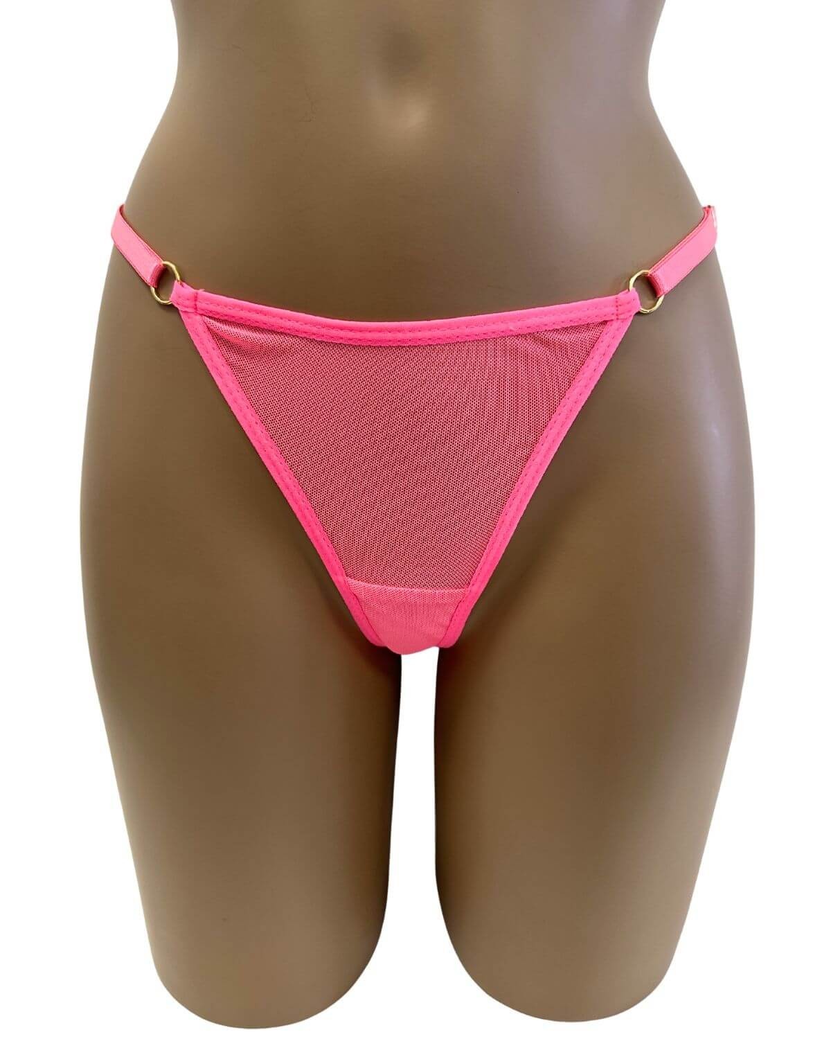 string ficelle transparent, rose, Paradise Boutik, zoom de face