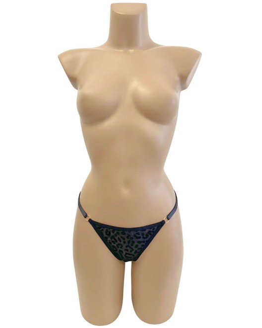 string léopard transparent, noir, Paradise Boutik, sur mannequin, vue de face