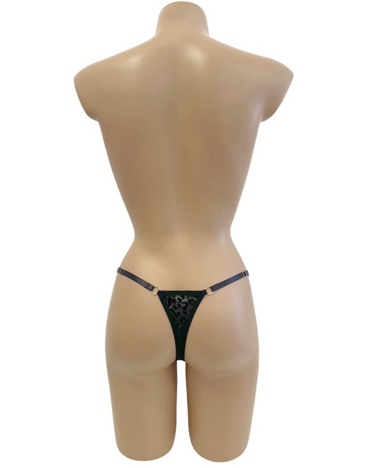 string léopard transparent, noir, Paradise Boutik, sur mannequin, vue de dos