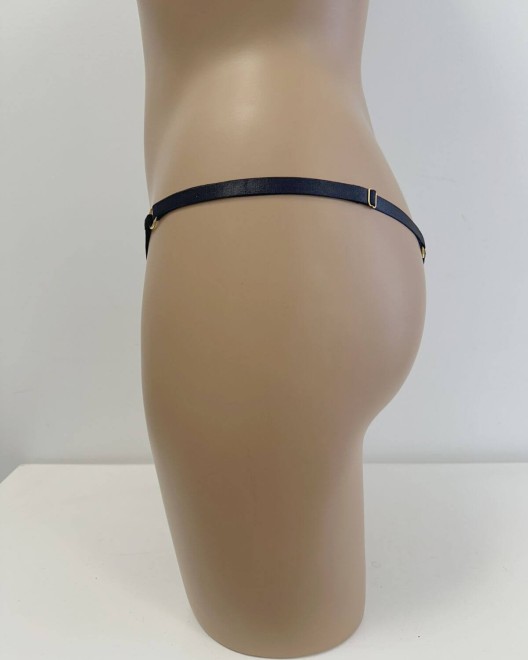 string léopard transparent, noir, Paradise Boutik, sur mannequin, vue de profil