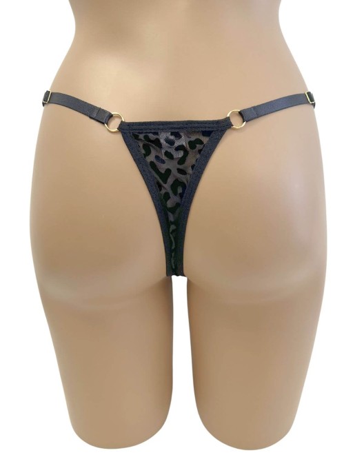 string léopard transparent, noir, Paradise Boutik, zoom de dos