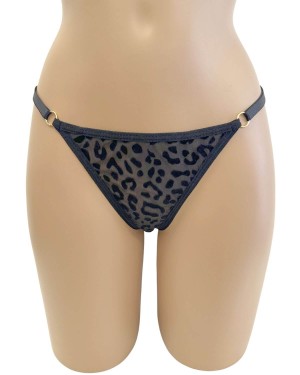 string léopard transparent, noir, Paradise Boutik, zoom de face