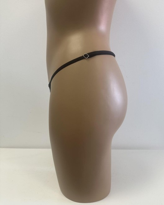 mini string à strass, noir et argent, Paradise Boutik, vue de profil