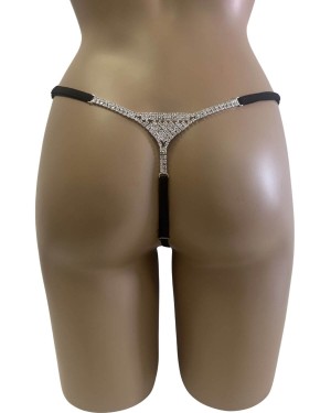 mini string à strass, noir et argent, Paradise Boutik, zoom de dos