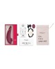 womanizer premium 2, stimulateur clitoridien air pulsé, rouge, boîte et contenu
