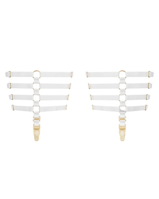 jarretières Chambre Noire, blanc, Maison Close accessoires, devant