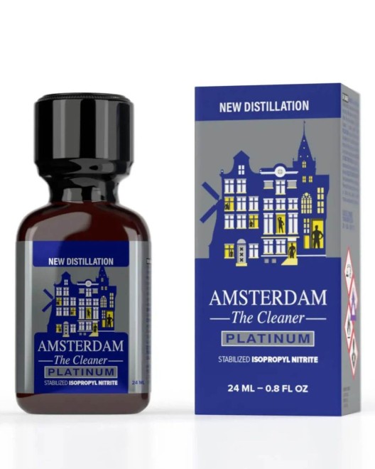 poppers Amsterdam platinum 24ml, flacon et boîte