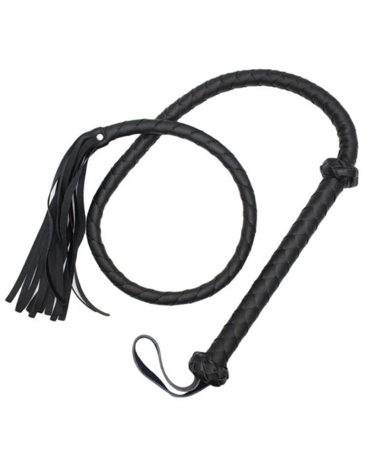 fouet bdsm tressé à lanières 150 cm, noir