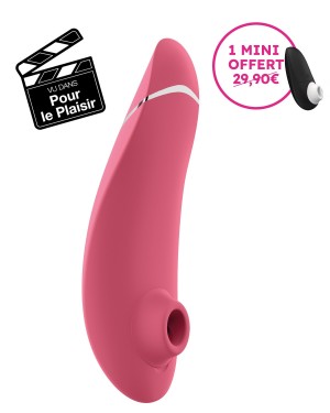 womanizer premium 2, stimulateur clitoridien air pulsé, rose, mini offert, vignette film Pour le plaisir