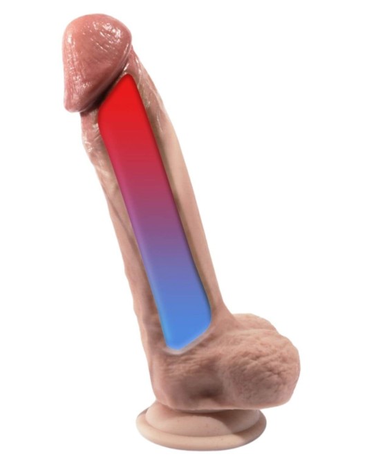 gode ventouse réaliste thermoréactif SilexD Premium 9P, schéma chaud froid