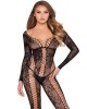 bodystocking en résille laçage noir, Leg Avenue, 89369, zoom de face