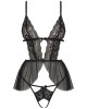 nuisette sexy et string ouvert noir, Leg Avenue, 81677, devant