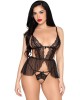 nuisette sexy et string ouvert noir, Leg Avenue, 81677, zoom de face
