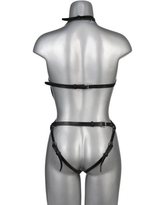 body ouvert en cuir Evy, Voyeurx, argent, derrière