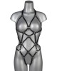body ouvert en cuir Evy, Voyeurx, argent, devant