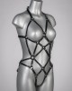 body ouvert en cuir Evy, Voyeurx, argent, profil