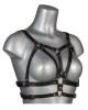 soutien-gorge harnais ouvert en cuir Powerless, VoyeurX, rose gold, profil
